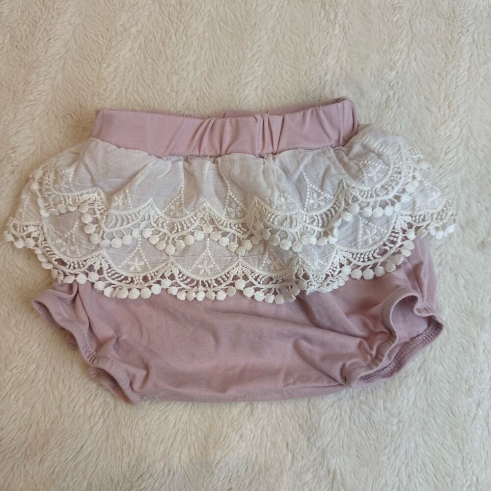 Milk Baby Lace Shorties Bloomers Eyelet Scallop Tutu Girls size 3 3T Pink Mauve